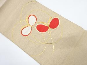 綴れ　蝶模様　刺繍　袋帯